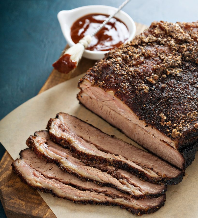 Sliced slowly cooked brisket