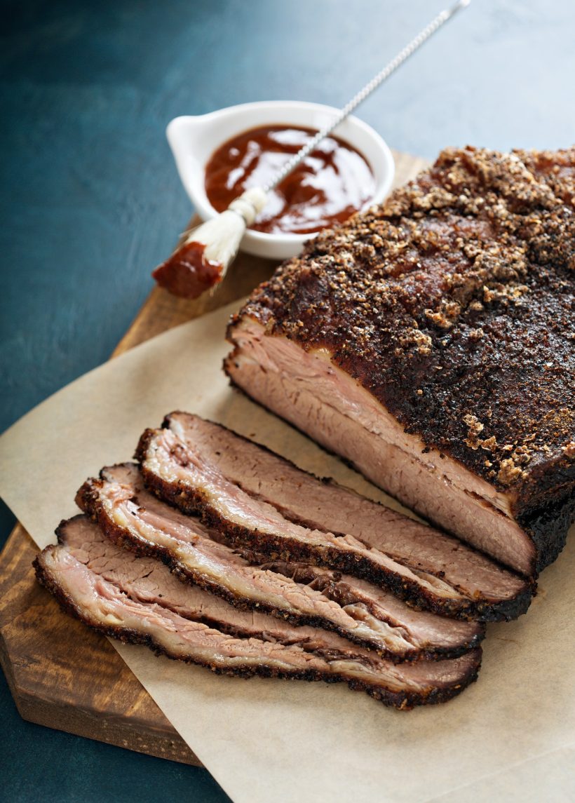 Sliced slowly cooked brisket